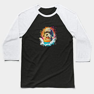 Colourful Cool Golden Doodle Dog with Sunglasses Baseball T-Shirt